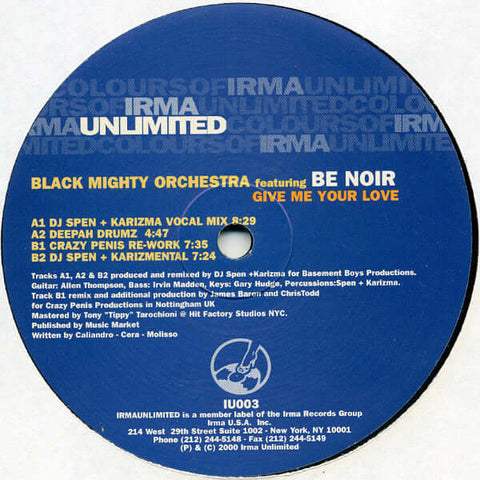 Black Mighty Orchestra Featuring Be Noir : Give Me Your Love (12") is available for sale at our shop at a great price. We have a huge collection of Vinyl's, CD's, Cassettes & other formats available for sale for music lovers - Vinyl Record