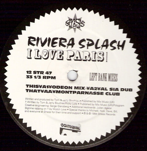 Riviera Splash : I Love Paris 1 (Left Bank Mixes) (12") - Vinyl Record