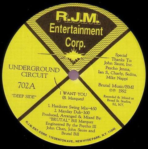 Underground Circuit : I Want You (12") - Vinyl Record