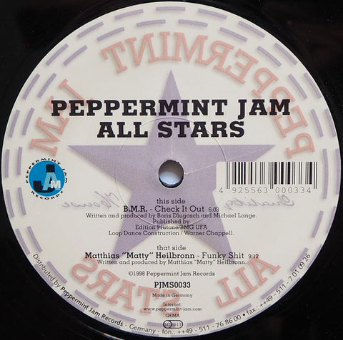 B.M.R.* / Matthias "Matty" Heilbronn* : Peppermint Jam All Stars (12") - Vinyl Record