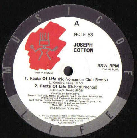 Joseph Cotton : Facts Of Life (12") is available for sale at our shop at a great price. We have a huge collection of Vinyl's, CD's, Cassettes & other formats available for sale for music lovers - Vinyl Record