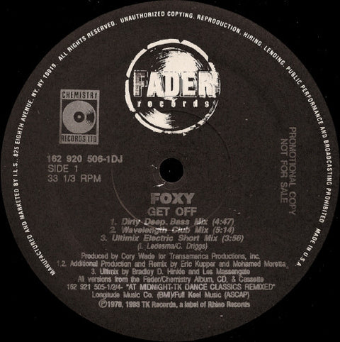 Foxy / Peter Brown (2) : Get Off / Dance With Me (12", Maxi, Promo) - Vinyl Record