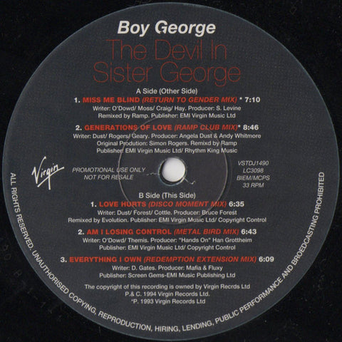 Boy George : The Devil In Sister George (12", Promo) - Vinyl Record