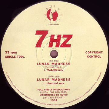 7 HZ - Lunar Madness Vinyl Vinly Record