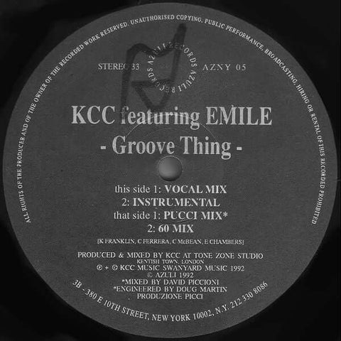 KCC Featuring Emile* : Groove Thing (12") is available for sale at our shop at a great price. We have a huge collection of Vinyl's, CD's, Cassettes & other formats available for sale for music lovers - Vinyl Record