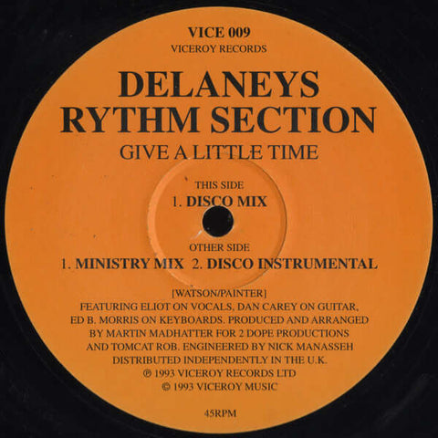 Delaneys Rythm Section* : Give A Little Time (12") is available for sale at our shop at a great price. We have a huge collection of Vinyl's, CD's, Cassettes & other formats available for sale for music lovers - Vinyl Record