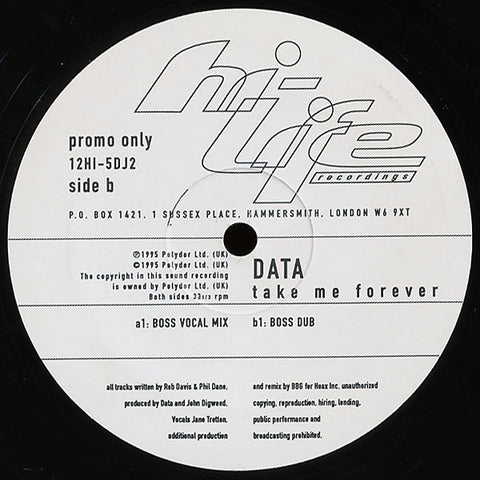 Data (3) : Take Me Forever (2x12", Promo) - Vinyl Record