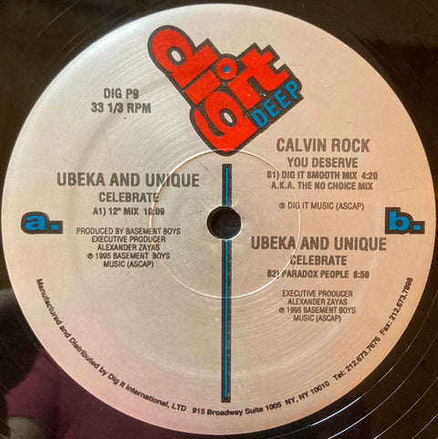 Ubeka And Unique / Calvin Rock : Celebrate / You Deserve (12", Promo) - Vinyl Record