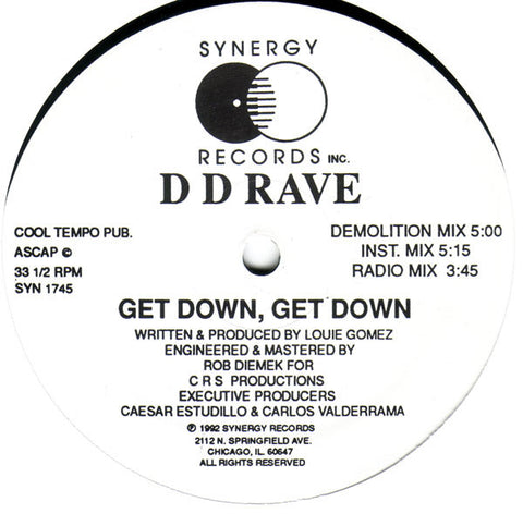 D D Rave : Get Down, Get Down (12") - Vinyl Record