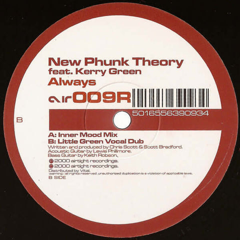 New Phunk Theory Feat. Kerry Green : Always (12") is available for sale at our shop at a great price. We have a huge collection of Vinyl's, CD's, Cassettes & other formats available for sale for music lovers - Vinyl Record