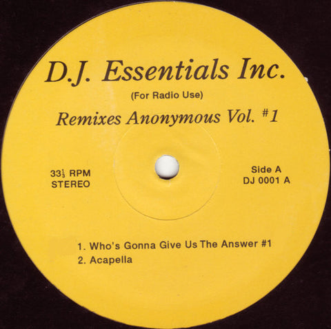 Unknown Artist : Remixes Anonymous Vol. #1 (12") - Vinyl Record