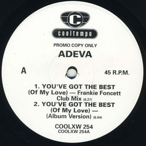 Adeva : You've Got The Best (Of My Love) (12", Promo) is available for sale at our shop at a great price. We have a huge collection of Vinyl's, CD's, Cassettes & other formats available for sale for music lovers - Vinyl Record