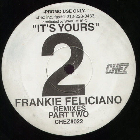 Jon Cutler : It's Yours (Frankie Feliciano Remixes Part Two) (12", S/Sided, Promo) - Vinyl Record