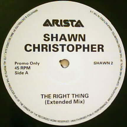 Shawn Christopher : The Right Thing (12", Promo) is available for sale at our shop at a great price. We have a huge collection of Vinyl's, CD's, Cassettes & other formats available for sale for music lovers - Vinyl Record