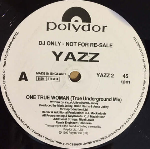 Yazz : One True Woman (12", Promo) is available for sale at our shop at a great price. We have a huge collection of Vinyl's, CD's, Cassettes & other formats available for sale for music lovers - Vinyl Record