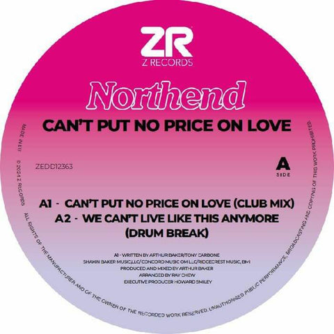 North End - Can't Put No Price On Love EP - Artists North End Style Nu-Disco, Disco Release Date 12 Apr 2024 Cat No. ZEDD 12363 Format 12" Vinyl - Z Records - Z Records - Z Records - Z Records - Vinyl Record