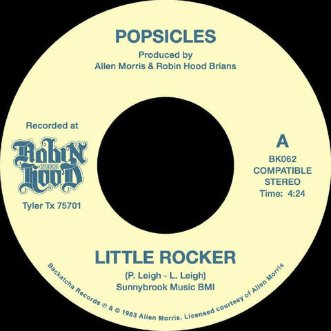 Popsicles - Little Rocker - Artists Popsicles Style Cosmic Disco, Space Disco Release Date 26 Apr 2024 Cat No. BK 062 7 Format 7" Vinyl - Backatcha Records - Backatcha Records - Backatcha Records - Backatcha Records - Vinyl Record