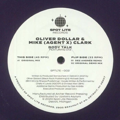 Oliver Dollar / Mike Agent X Clark - Body Talk - Vinyl Record