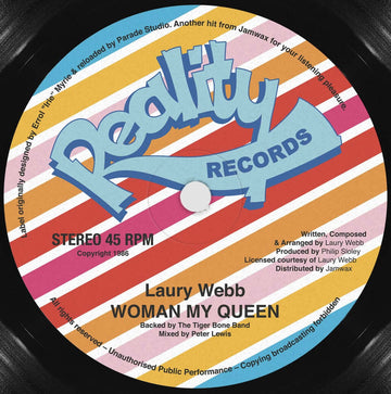 Laury Webb - Woman My Queen - Artists Laury Webb Style Reggae Release Date 1 Jan 2023 Cat No. JAMWAXMAXI27 Format 12