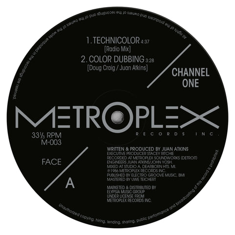 Channel One - Technicolor - Artists Channel One Genre Detroit Techno Release Date 15 Dec 2023 Cat No. M003 Format 12" Vinyl - Metroplex - Metroplex - Metroplex - Metroplex - Vinyl Record