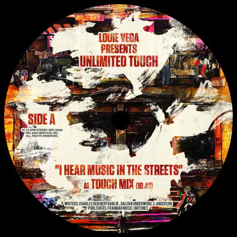 Louie Vega presents Unlimited Touch - I Hear Music In The Streets - Artists Louie Vega presents Unlimited Touch Style Disco Release Date 29 Mar 2024 Cat No. NER25099 Format 12" Vinyl - Nervous Records - Nervous Records - Nervous Records - Nervous Records - Vinyl Record
