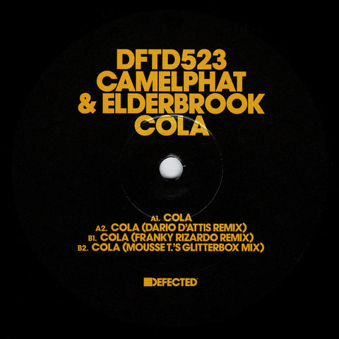Camelphat & Elderbrook - Cola - Artists Camelphat, Elderbrook Genre Tech House Release Date 7 January 2022 Cat No. DFTD523 Format 12" Vinyl - Defected - Defected - Defected - Defected - Vinyl Record