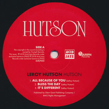 Leroy Hutson - Hutson - Artists Leroy Hutson Style Soul, Reissue Release Date 1 Jan 2018 Cat No. AJXLP422 Format 12