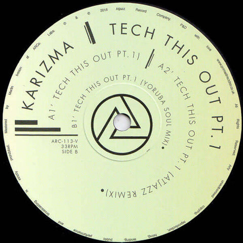 Karizma - Tech This Out Pt 1 - Artists Karizma Genre Deep House, Soulful House Release Date 1 Jan 2018 Cat No. ARC113V Format 12" Vinyl - Atjazz Record Company - Atjazz Record Company - Atjazz Record Company - Karizma - Tech This Out Pt 1 - Atjazz Record - Vinyl Record