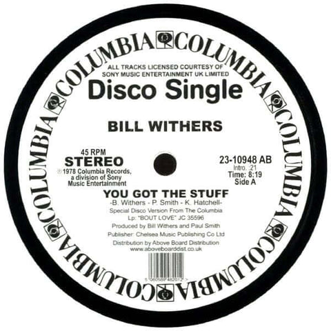 Bill Withers - You Got The Stuff - Artists Bill Withers Genre Funk, Soul, Reissue Release Date 1 Dec 2023 Cat No. 23-10948AB Format 12" Vinyl - Columbia - Vinyl Record