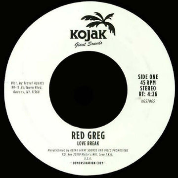 Red Greg - Love Break - Artists Red Greg Genre Disco, Boogie Release Date 1 Jan 2018 Cat No. KGS018 Format 7