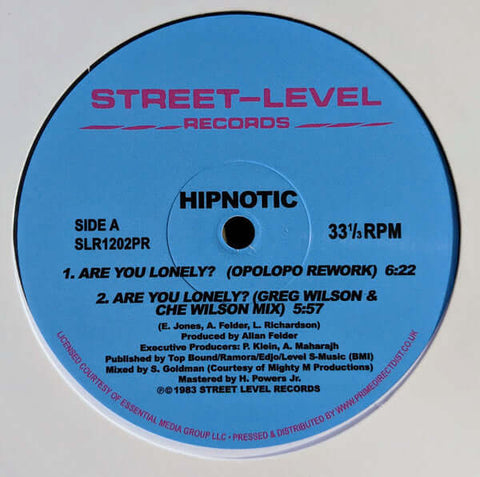Hipnotic - Are You Lonely Remixes - Artists Hipnotic Genre Soul, Disco, Boogie, Beatdown, Funk Release Date 1 Jan 2019 Cat No. SLR1202PR Format 12" Vinyl - Street Level Records - Vinyl Record