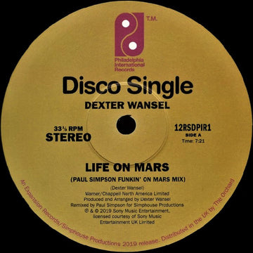 Dexter Wansel - Life On Mars (Remix) (Ltd. 250 Copias) Vinly Record