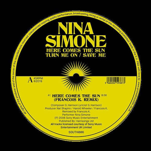 Nina Simone - Remixes - Artists Nina Simone Genre Deep House Release Date 1 Jan 2019 Cat No. SOUTH006 Format 12" Vinyl - South Street - South Street - South Street - South Street - Vinyl Record