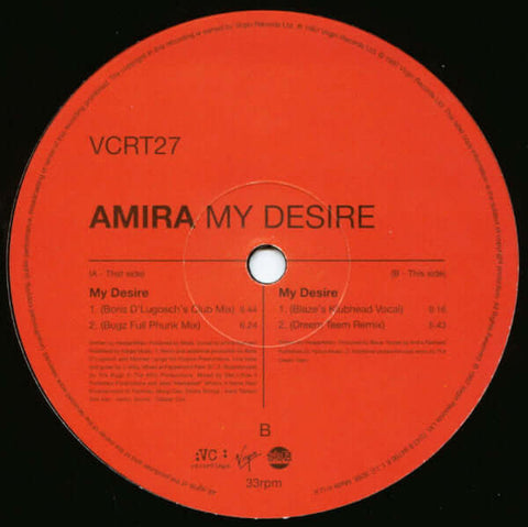 Amira - My Desire - Artists Amira Genre UK Garage Release Date 1 Jan 1997 Cat No. VCRT27 Format 12" Vinyl - VC Recordings - VC Recordings - VC Recordings - VC Recordings - Vinyl Record