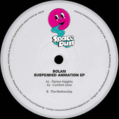 Bolam - Suspended Animation - Artists Bolam Genre Breaks, House Release Date 14 Jan 2021 Cat No. SPACEDUST1 Format 12" Vinyl - Space Dust - Space Dust - Space Dust - Space Dust - Vinyl Record