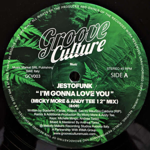 Jestofunk - I’m Gonna Love You - Artists Jestofunk Genre Deep House, Soulful House Release Date 1 Jan 2021 Cat No. GCV003 Format 12" Vinyl - Groove Culture - Groove Culture - Groove Culture - Groove Culture - Vinyl Record