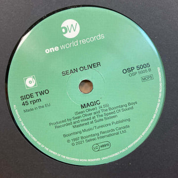 Sean Oliver - You And Me / Magic - Artists Sean Oliver Genre Soul, Deep House Release Date 1 Jan 2021 Cat No. OSP5005 Format 7