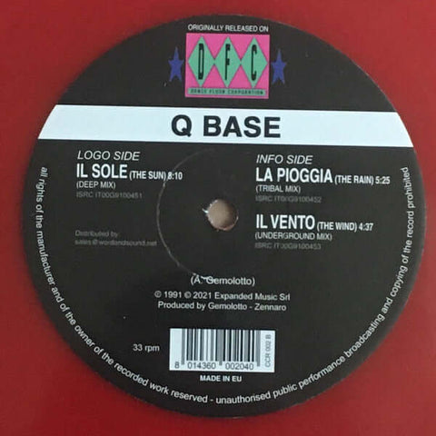 Q Base - Atmosphere EP Vol II - Artists Q Base Genre Italo House, Reissue Release Date 1 Jan 2021 Cat No. CCR-002 Format 12" Red Vinyl - CLUB CULTURE RARITIES -DFC - CLUB CULTURE RARITIES -DFC - CLUB CULTURE RARITIES -DFC - CLUB CULTURE RARITIES -DFC - Vinyl Record