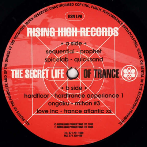 Various - The Secret Life Of Trance - Artists Various Genre Trance, Techno Release Date 1 Jan 1993 Cat No. RSN LP6 Format 2 x 12" Vinyl - Rising High Records - Rising High Records - Rising High Records - Rising High Records - Vinyl Record