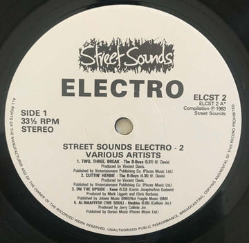 Various - Street Sounds Electro 2 - Artists Various Genre Electro, Hip-Hop Release Date 1 Jan 1983 Cat No. ELCST 2 Format 12