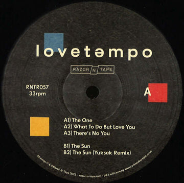 lovetempo - lovetempo EP - Artists lovetempo Genre Balearic Disco, Nu-Disco Release Date 12 May 2023 Cat No. RNTR057 Format 12