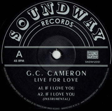 G.C. Cameron - Live For Love - Artists G.C. Cameron Genre Disco, Soul Release Date 1 Jan 2023 Cat No. SNDW12051 Format 12