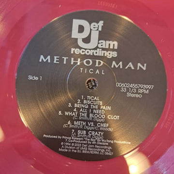 Method Man ‎- Tical - Artists Method Man Genre Hip-Hop, Reissue Release Date 27 Oct 2023 Cat No. 5579399 Format 12