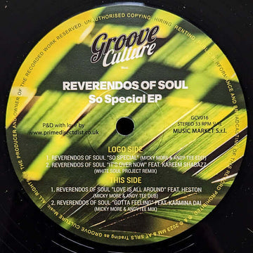 Reverendos Of Soul - So Special EP - Artists Reverendos Of Soul Genre Disco House Release Date 1 Jan 2023 Cat No. GCV016 Format 12