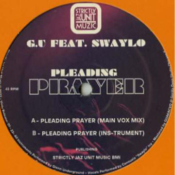 Glenn Underground Feat Swaylo - Pleading Prayer - Artists Glenn Underground Feat Swaylo Genre Deep House Release Date 1 Jan 2023 Cat No. SJU12R34 Format 12