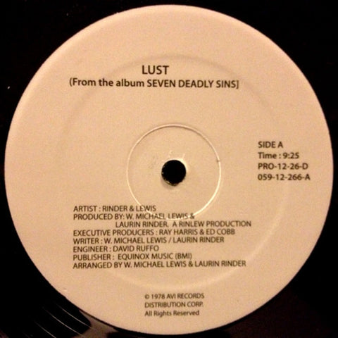 Rinder & Lewis - Lust / Love Potion #9 - Vinyl Record