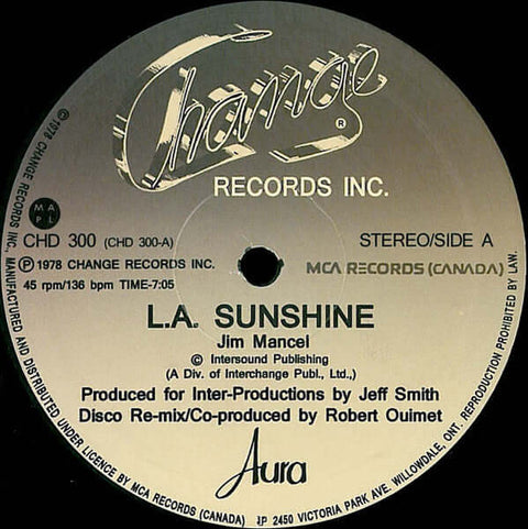 Aura - LA Sunshine - Artists Aura Genre Disco, Reissue Release Date 1 Jan 2010 Cat No. CHD300 Format 12" Vinyl - Change Records - Change Records - Change Records - Change Records - Vinyl Record