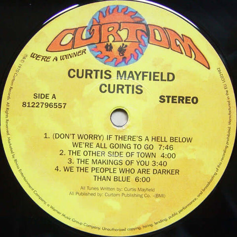 Curtis Mayfield - Curtis - Artists Curtis Mayfield Genre Soul, Reissue Release Date 1 Jan 2013 Cat No. 8122796557 Format 12" Vinyl - Curtom - Curtom - Curtom - Curtom - Vinyl Record