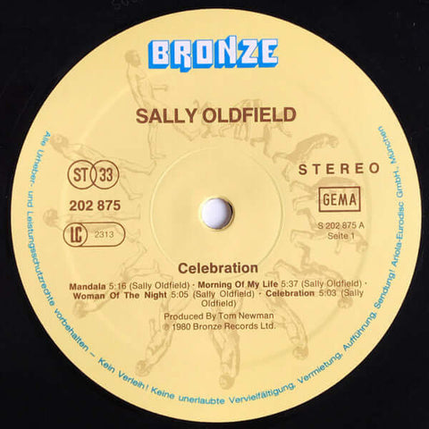 Sally Oldfield - Celebration - Artists Sally Oldfield Genre Disco, Synth-Pop, Pop Rock Release Date 1 Jan 1980 Cat No. 202 875 Format 12" Vinyl, Germany Pressing - Bronze - Bronze - Bronze - Bronze - Vinyl Record