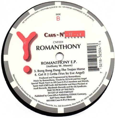 Romanthony - Romanthony - Artists Romanthony Genre Deep House Release Date 1 Jan 1998 Cat No. CNF004 Format 12" Vinyl - Caus-N'-ff-ct - Caus-N'-ff-ct - Caus-N'-ff-ct - Caus-N'-ff-ct - Vinyl Record